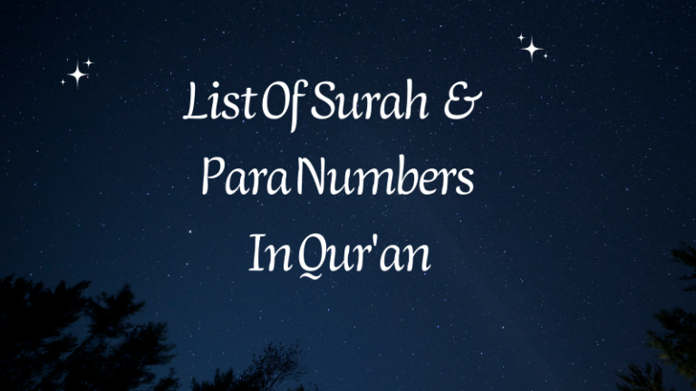 List Of Surah & Para Numbers In Qur’an